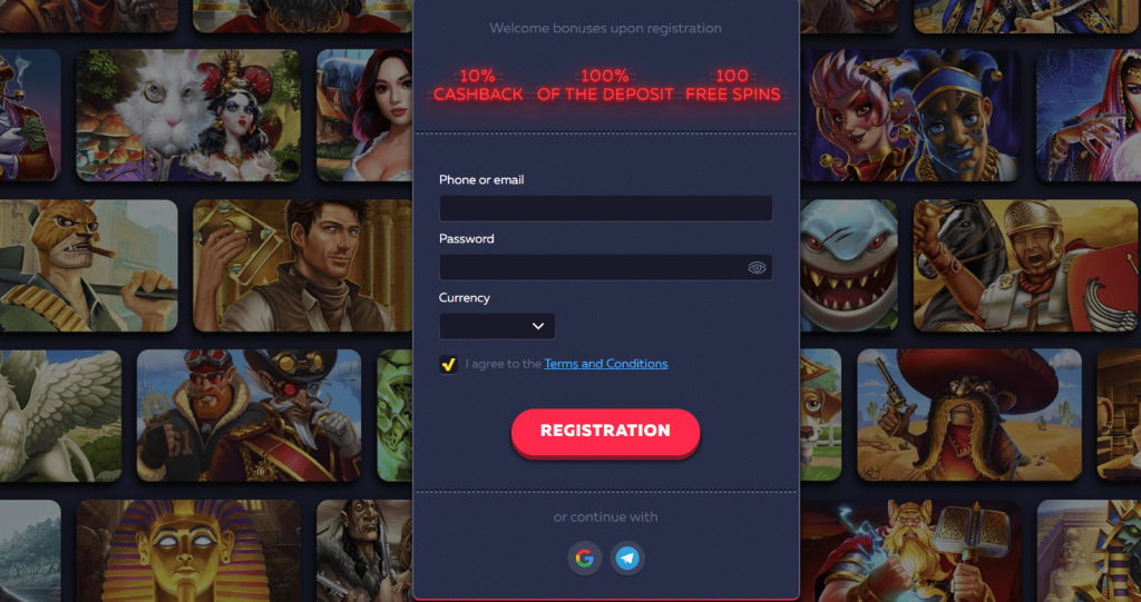 VAVADA Casino register