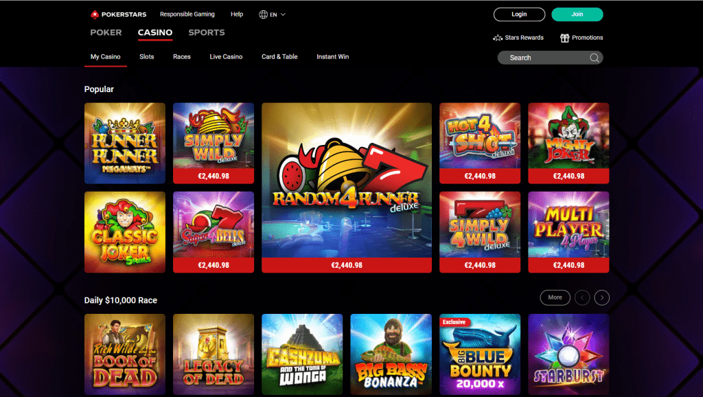 Pokerstars Casino games