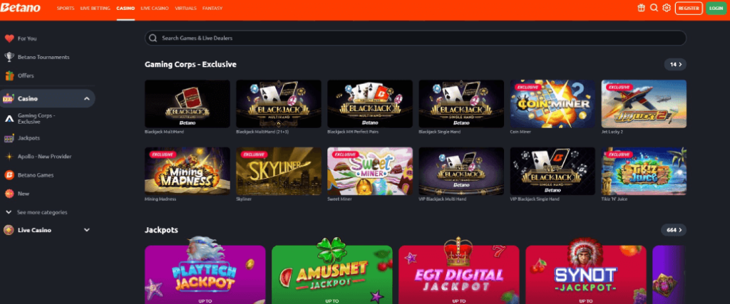 betano casino games