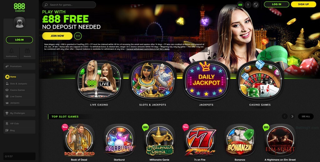 888 Casino No deposit bonus