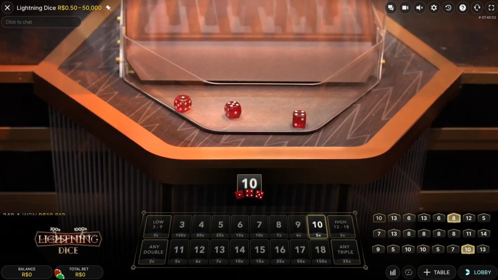 lightning dice live game