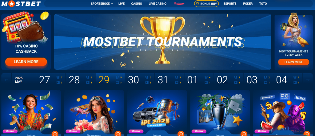 mostbet casino tournaments